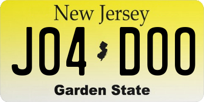 NJ license plate J04DOO