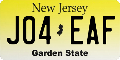 NJ license plate J04EAF
