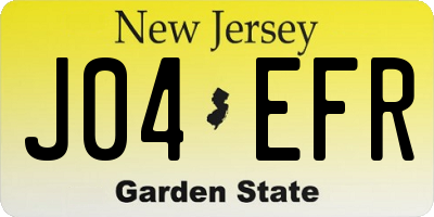 NJ license plate J04EFR