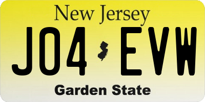 NJ license plate J04EVW