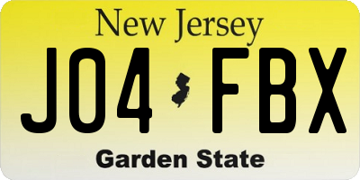 NJ license plate J04FBX