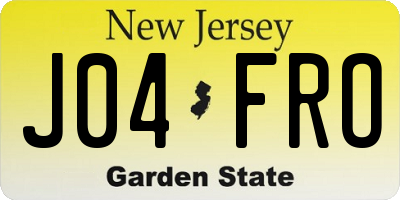 NJ license plate J04FRO