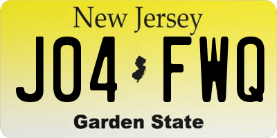 NJ license plate J04FWQ
