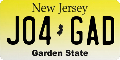 NJ license plate J04GAD