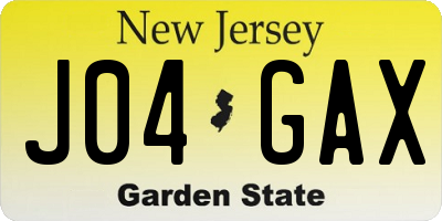 NJ license plate J04GAX