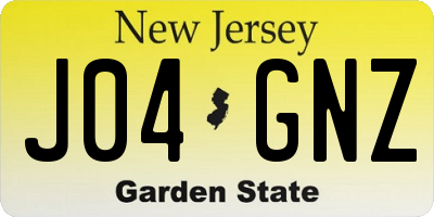 NJ license plate J04GNZ