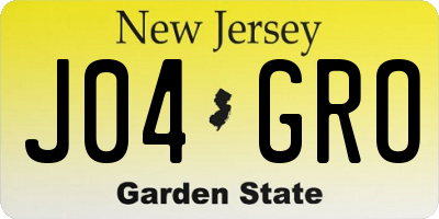 NJ license plate J04GRO
