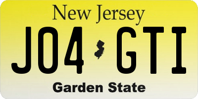 NJ license plate J04GTI