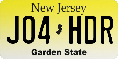 NJ license plate J04HDR