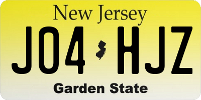 NJ license plate J04HJZ