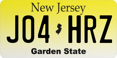 NJ license plate J04HRZ