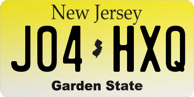 NJ license plate J04HXQ