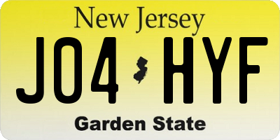 NJ license plate J04HYF