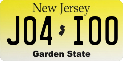 NJ license plate J04IOO