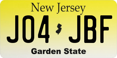 NJ license plate J04JBF