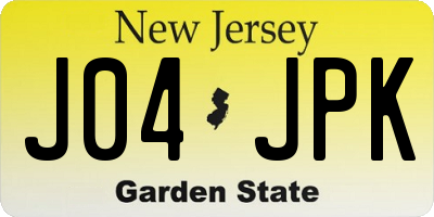 NJ license plate J04JPK