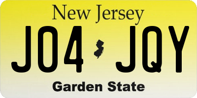 NJ license plate J04JQY