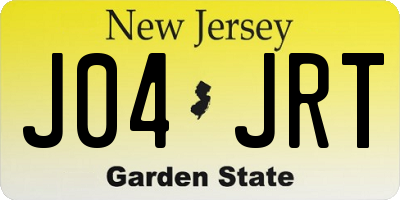 NJ license plate J04JRT