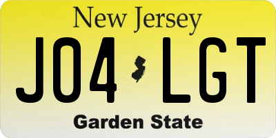 NJ license plate J04LGT