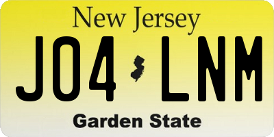 NJ license plate J04LNM
