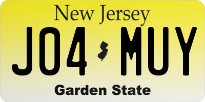 NJ license plate J04MUY