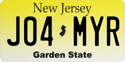 NJ license plate J04MYR