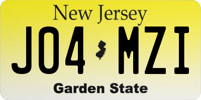 NJ license plate J04MZI