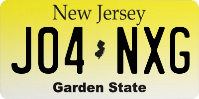 NJ license plate J04NXG