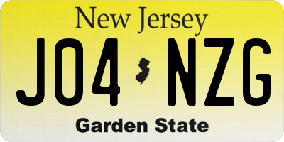 NJ license plate J04NZG