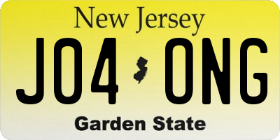 NJ license plate J04ONG