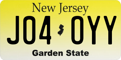 NJ license plate J04OYY