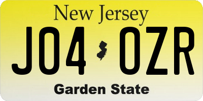NJ license plate J04OZR