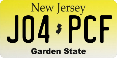 NJ license plate J04PCF