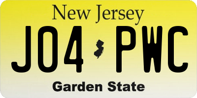 NJ license plate J04PWC