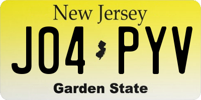NJ license plate J04PYV
