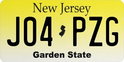 NJ license plate J04PZG
