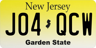 NJ license plate J04QCW