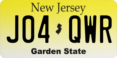 NJ license plate J04QWR