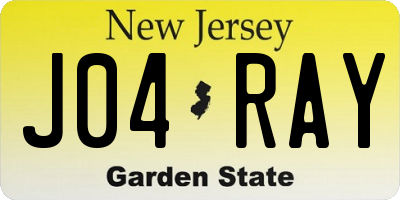 NJ license plate J04RAY