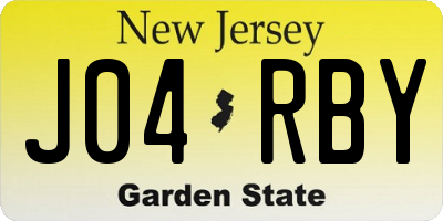 NJ license plate J04RBY