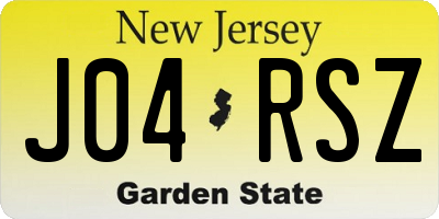 NJ license plate J04RSZ