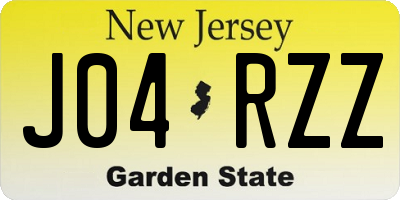 NJ license plate J04RZZ
