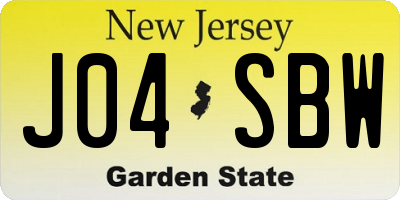 NJ license plate J04SBW