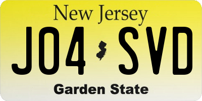 NJ license plate J04SVD