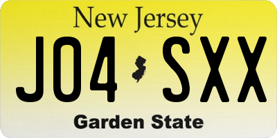 NJ license plate J04SXX