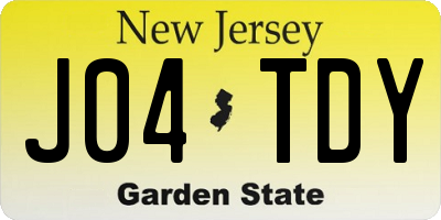 NJ license plate J04TDY