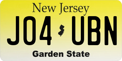 NJ license plate J04UBN