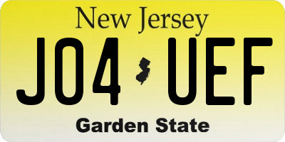 NJ license plate J04UEF