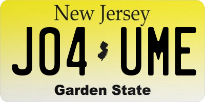 NJ license plate J04UME