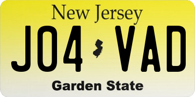 NJ license plate J04VAD